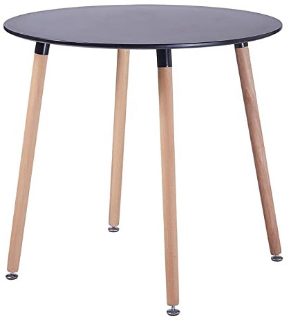 FURNITABLE Esstisch,MDF Rund Tisch,4 Buchenbeine,80 * 80 * 72cm,Schwarz