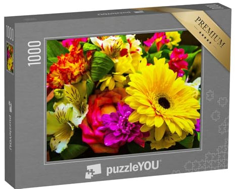 puzzleYOU: Puzzle 1000 Teile „Blumenstrauß aus Sommerblumen“ – aus der Puzzle-Kollektion Flora, Blumen, Blumensträuße, Blumen & Pflanzen