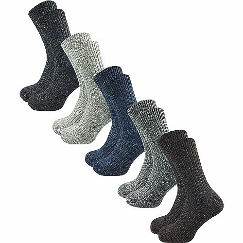 GAWILO warme & gepolsterte Herren Norweger Socken aus 70% Wolle (10 Paar) | dicke Fersenpolster mit Plüschsohle | Outdoorsocken gegen kalte Füße