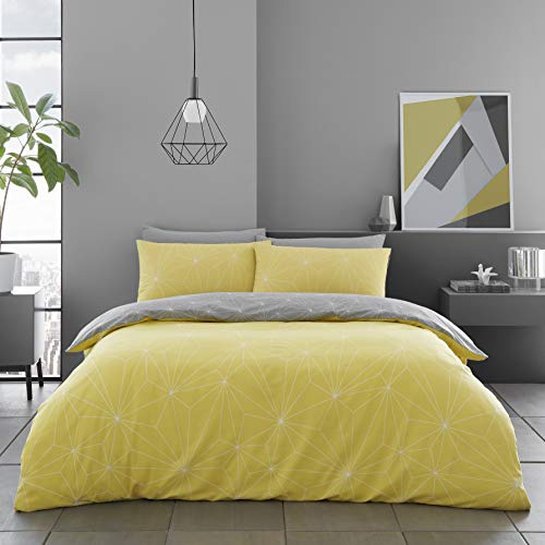 GC GAVENO CAVAILIA Printed Duvet Cover Sets, Reversible Bedding Bed Set, Polycotton Quilt Covers, Rex-Ochre, Double