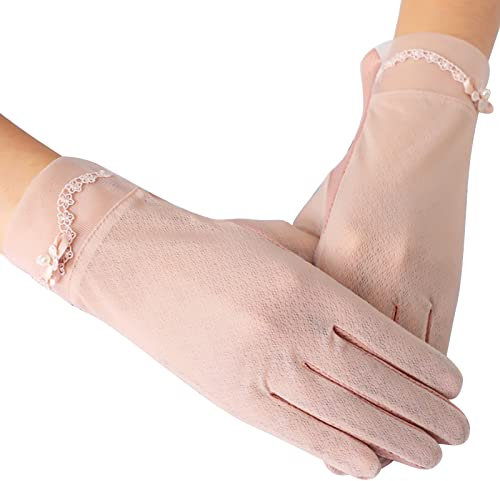 Guanti da donna per protezione solare - 1 paio di guanti corti in pizzo floreale antiscivolo guanti da guida estivi protezione touchscreen guanti per matrimoni, serate, banchetti, ciclismo all'aperto