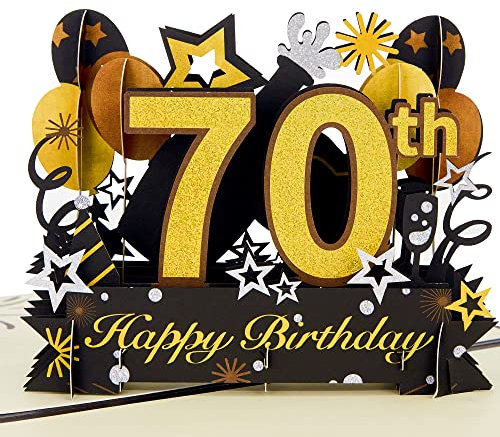 HOMANGA Pop Up Karte zum 70. Geburtstag, 70. Geburtstagskarte mit Notiz und Umschlag, 70. Geburtstag Geschenke für Ehemann, Ehefrau, Männer, Frauen, 70 Jahre 3D Pop Up Geburtstagskarte 15x20cm