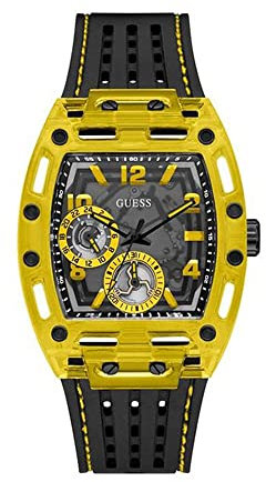 GUESS Herren Analog Quarz Uhr mit Silikon Armband GW0499G2