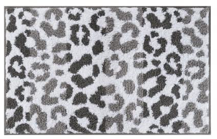 Juicy Couture Badematte mit Ombré-Leopardenmuster, 50,8 x 86,4 cm, maschinenwaschbar, Leopardenmuster, rutschfest, langlebig, grau, Badezimmerteppich, 100% Polyester, sehr saugfähig, schnell