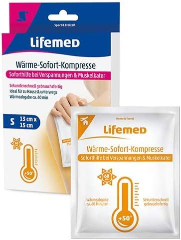 Lifemed - Lifemed Wärme-Sofort-Kompresse 15 cm x 13 cm weiss Größe S - Soforthilfe bei Verspannungen & Muskelkater, 12er Pack (12 x 1
