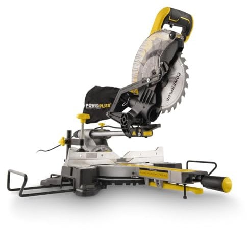 Powerplus POWX075720DB - Sierra circular telescópica para cortes rectos y de pestaña (210 mm, con 1 accesorio)