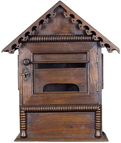Sudemota Briefkasten Briefkasten aus Holz Retro Vintage Haus Veranda Wohn Outdoor wasserdicht Schloss Briefkasten