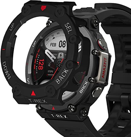 ZoRoll Hülle Kompatibel mit Amazfit T-Rex 2, Härte PC Bumper Kratzfest Schutz Gehäuse Kompatibel mit Amazfit T-Rex 2 - Schwarz#1