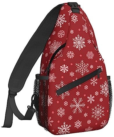 Dujiea Crossbody Backpack For Men Women Sling Bag, Chest Bag Shoulder Bag One Strap Backpack Travel Hiking Daypack, Christmas Vintage Snowflakes Winter, One Size, Daypack Backpacks