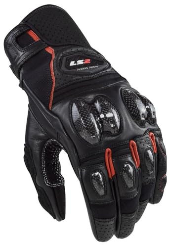 LS2 Handschuhe Spark 2 Leder schwarz/rot Größe XXL | geeignet für den Frühling;Sommer;Herbst | hochwertigen Leder | Abriebfestigkeit | Reißfestigkeit | Aufprallschutz | Ergonomisch |