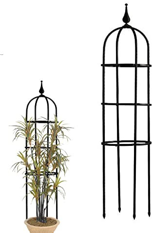 Garden Plant Obelisk Trellis,47.32429.535.5 H Tower Plant Support,Cast Iron Finial Garden Trellis for Potted Climbing Flowers Vegetable Vine Indoor Outdoor (Size : 10/25cm Diax29.5/75cm H)