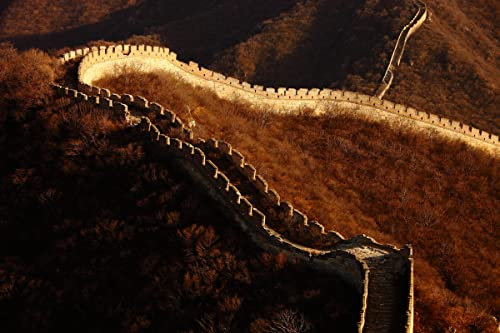 CHINESISCHE MAUER Fototapete VLIES-500x280 cm (7155A)-Berge Gebirge Herbst Natur Fotokunst Wandtapete-Inkl. Kleister-Vliestapete Bild Dekoration Wand-Dekor Moderne Motiv-Tapete Panorama Poster XXL