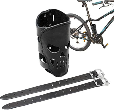 Niktule Fahrrad-Getränkehalter | Fahrrad-Flaschenhalter aus PU-Leder für Motorräder,Schädelform Kaffee Wasserflaschen Getränkehalter mit 2 Riemen für Auto, Auto-Styling, Fahrräder