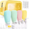 Noideeer 18 Pcs Travel Bottles Set for Toiletries, TSA Approved Travel Size Containers with Bandage Silicone Squeezable for Shampoo Conditioner Lotion Body Wash (Multicolour+Yellow Bag)