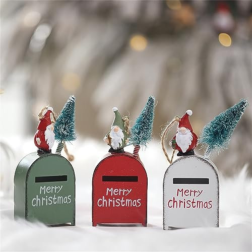 Temoo Weihnachtsmannbriefkasten Weihnachtsdekoration, 3 Stück 5 x 2,5 x 12 cm Mini Weihnachtspostkästen Weihnachtsdekorationen, Weihnachten Retro Briefkästen Weihnachtsschmuck, Weihnachtsmann Eisen