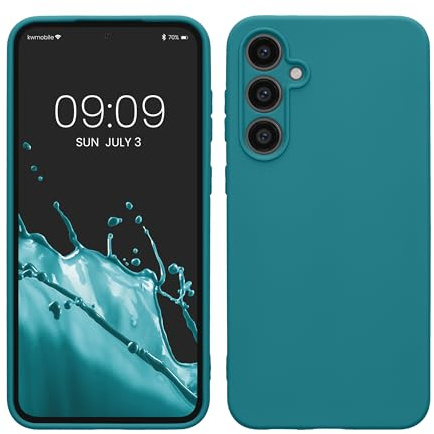 kwmobile Hülle für Samsung Galaxy S23 FE TPU Case - Handyhülle unterstützt kabelloses Laden, Flexible Schutzhülle, gummiertes Cover in Petrol matt