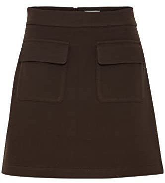 b.young BYDASION Skirt Damen Kurzer Rock mit aufgesetzten Taschen in Wolloptik, Größe:46, Farbe:Java (191016)