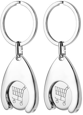 DSLSQD 2 Stück Einkaufswagenlöser,Einkaufswagenchip Schlüsselanhänger Einkaufswagen-Token Abnehmbarer Einkaufschip Schlüsselanhänger Edelstahl Einkaufswagen Schlüsselanhänger Trolley-Token,für Einkauf