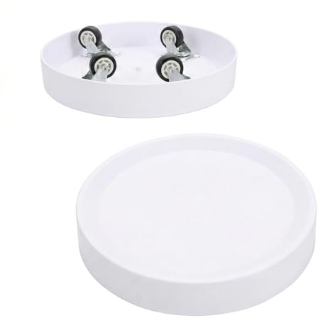 KangTeer Lot de 2 Plateaux Roulants avec Roues Cachées -Diamètre intérieur 27,5 cm, Cache-pot et Support Mobile pour Plantes, Appareils, Décoration - Intérieur/Extérieur - Blanc