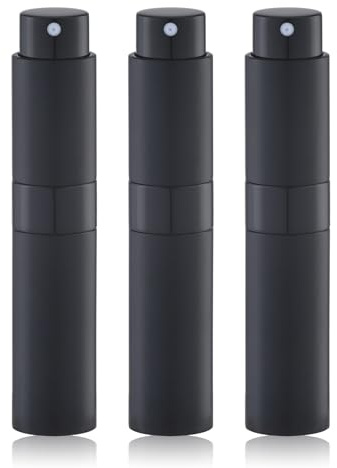 Lulupack 10ml Parfümzerstäuber, Kölnisch Wasser Reisesprühflasche, Nachfüllbarer Tragbarer Zerstäuber(3pcs,Schwarz)