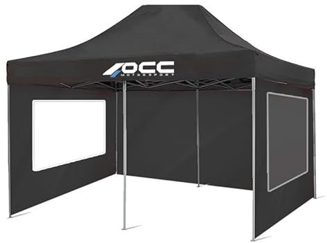 OCC MOTOR SPORT 2 x Wandzelt, schwarz, Fenster, 3 x 2, 40 mm, 420 Oxford, Schwarz, 3 x 2 metros