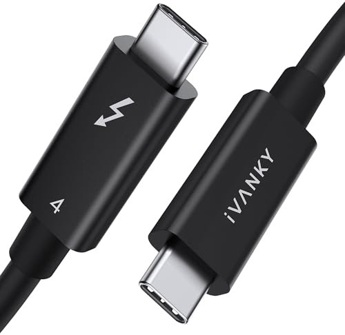 IVANKY Thunderbolt 4 Cable, USB-C to USB-C Cable 240W, Supports 8K Display and 40 Gbps Data Transfer, for iPhone 16/15, MacBook, iPad, Samsung Galaxy S23, and More - 2.3ft