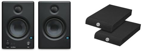 PreSonus Eris E4.5, 4,5-Zoll High-Definition Multimedia 2-Wege-Studiomonitore (Paar) & Infitronic - INSMA1730-2er-Pack Studio Monitor Absorberplatte Isolationspads schaumstoffe schwarz (170x300mm)