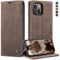 owlhold hülle iPhone 13 klapphülle Premium Lederhülle Weiches Vintage-Nubukleder Faltbare Ständer Schutzhülle Kartenfach Standfunktion stoßfest Handyhülle iPhone 13 -Kaffee