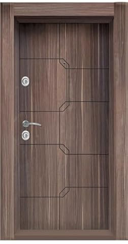 Porta blindata Portone Blindato Porta Ingresso 90x200 con Spioncino Serratura Marrone PL65 (interna destra)