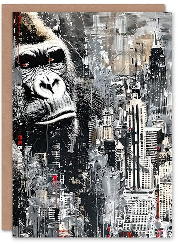 Artery8 King Kong Skyline Von New York Öl Gorilla Geburtstagskarte