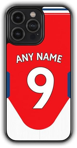 iPhone 14 Pro Max Compatible Personalised Arsenal Football Phone Case, Name & Number Bumper Cover, Anti-Scratch, Anti-Drop, Camera Lens Protection, Sidewall Bumper, ShockProof Drop Protection