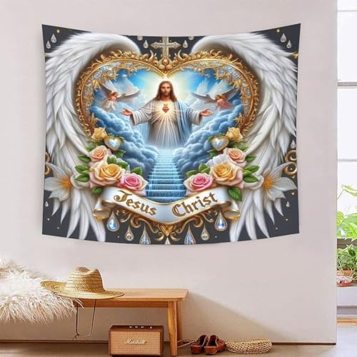 YTPONBCSTUG Gott Jesus Wandtücher Tapisserie Cartoon bunt Wandbehang Für Wohnheim Schlafzimmer Wanddeko Dekoration 130cmx150cm