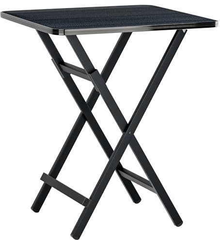 joukares Tavolino pieghevole per TV, tavolino pieghevole portatile per piccoli spazi, tavolino multifunzionale in legno per soggiorno, camera da letto, nero e nero