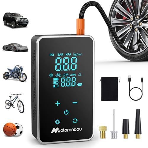 Tire Inflator Portable Air Compressor, 150PSI Cordless Air Pump for Car Tire, 3X Faster Auto Tire Inflator with Digital Pressure Gauge LCD Screen, Rechargeable Tire Pump for Cars,SUVs,Motorcycle,Bike