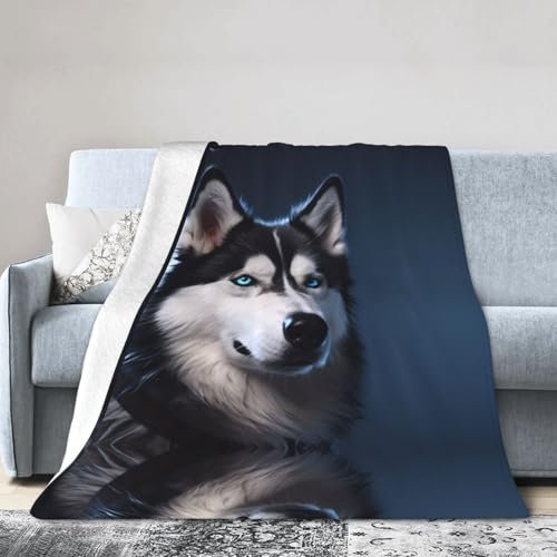 WZYWHJ Decken 127 x 101,6 cm – leichte, langlebige und kompakte Anti-Falten-Decke für Bett, Sofa, Camping, Kino und Reisen, Husky-Hunde-Drucke