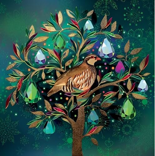 Noel Tatt Charity Christmas Cards Pack of 10 - Charity Christmas Cards with Partridge in a Pear Tree Design - Eco-Friendly Xmas Cards Multipack with Envelopes