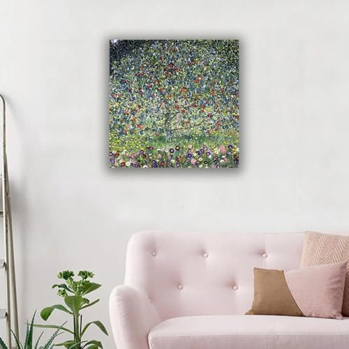Gustav Klimt „Apfelbaum I“, Leinwandbild, Wandkunst, Ölgemälde-Reproduktionen, Kunstwerk, Posterdruck, Bild für die Heimdekoration, 80 x 80 cm, rahmenlos