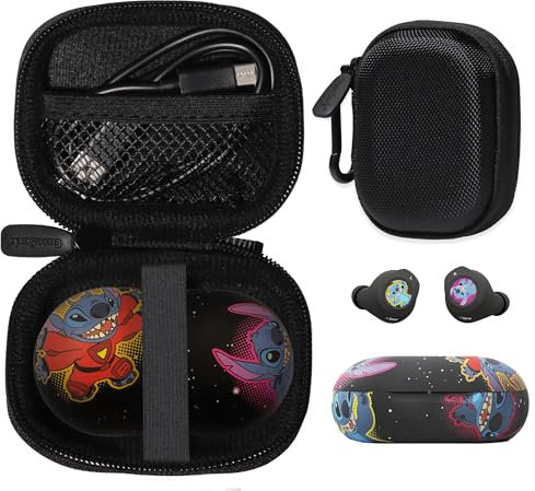 CaseSack Schutzhülle für iJoy Disney Lilo und Stitch Bluetooth-Ohrhörer (schwarz): Ohrhörerhülle, Halbharter Schutz, All-in-One-Organisation, Reise, Alltagsgebrauch
