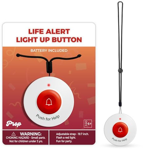 SYNLETT Light-up Fake Life Alert Button Prop 100th Day of School Costume, Fun Emergency Call Button