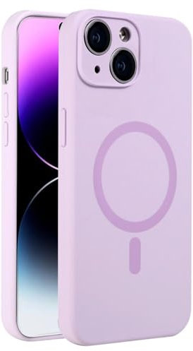 Mixroom - Custodia Cover per iPhone 14 Plus in Tpu silicone liquido morbido compatibile con MagSafe accessori con cerchio magnetico integrato Lilla