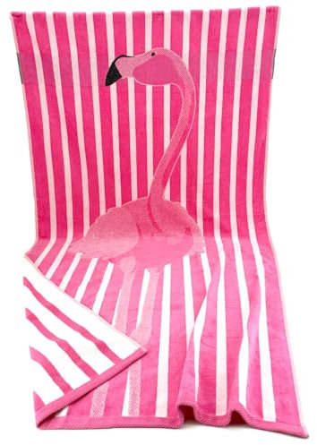 heimtexland ® Strandtuch Soft Velours Badetuch Sommer Handtuch 90 x 160 cm Duschtuch saugstark Frottier 100% Baumwolle Oeko-TEX Typ907 Flamingo - 1 Stück