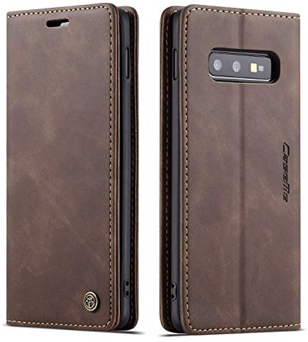 owlhold Samsung Galaxy S10e hülle Galaxy S10e Klapphülle Premium PU Leder Handytasche Weiches Vintage Faltbare Schutzhülle Kartenfach Standfunktion Handyhülle Samsung Galaxy S10e 5G - Kaffee