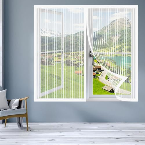 Mosquitera Ventana Extensible 100 x 70 cm sin Taladrar Mosquitera Autoadhesiva Apto para Niños y Mascotas para Todas Las Puertas y Ventanas, Blanco