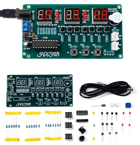 ElektoLoter 6-Digit Uhr Löt Bausatz, DIY Digitale Wecker Elektronik Lötbausätze Digital Funkwecker Lötset für Schüler, zum Lernen