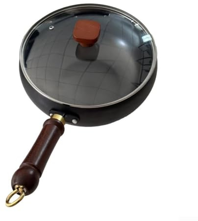 Niceminiwall Japanese Iron Pan, Non-stick And Uncoated, Suitable For Cooking, Frying And Stir-frying, Hand-forged Rust-proof Frying Pan(24cm pot+glass lid)