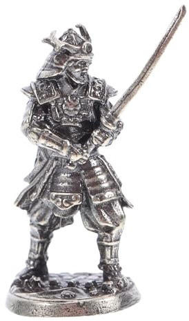 Garneck Miniature Samurai Statue Samurai Kriegerfigur aus Cupronickel für Schreibtischdeko für Zuhause und Büro Platzsparendes Design Einzigartiges Sammlerstück Vielseitig Einsetzbar
