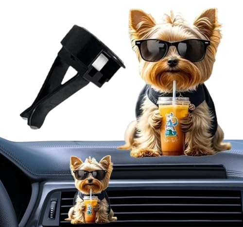 Nixiara Auto Lufterfrischer Lüftungsklammer,2D Acryl Parfüm Diffusor - Stilvolle Hund Duftdiffusor für Frauen Männer Auto Bus Reise Täglichen Pendeln