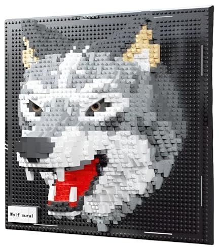 Wolf Tiere 3D Wanddekoration Mini Mikro Bausteine Bausatz | Schreibtisch oder Wand Dekoration für Erwachsene, kreatives Spielzeuggeschenk für Jugendliche Kinder ab 14 Jahren, 2214 Teile