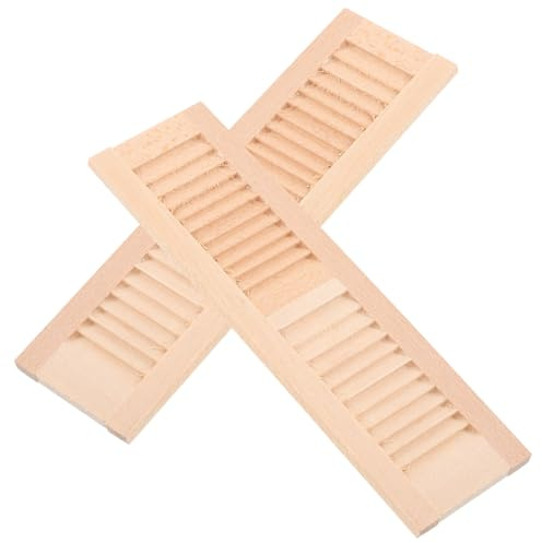 NOLITOY Lot de 2 Volets Miniatures en Bois, Volets de Plantation Décoratifs pour Meubles de Poupée, Modèles DIY, Finition Lisse, Couleur Naturelle, Accessoires pour Décoration Miniature
