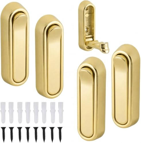 Eulihent 4 Ganchos de Pared Plegable e Invisibles,Perchero Plegable Pared de Zinc,Ganchos Plegables Pared de 90 grados para Colgar Ropa en Baño Cocina.(Oro)